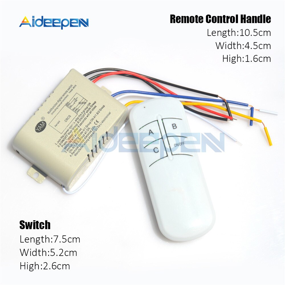 180V-240V ON OFF 1/2/3 Ways Lamp Remote Control Switch Receiver Transmitter  Light Controller Home Replacements Parts