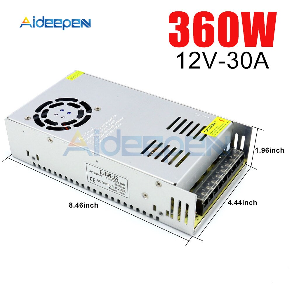 12V 30A 360W Switching Power Adapter 12V 30A 360 Watts Voltage Convert –  Aideepen