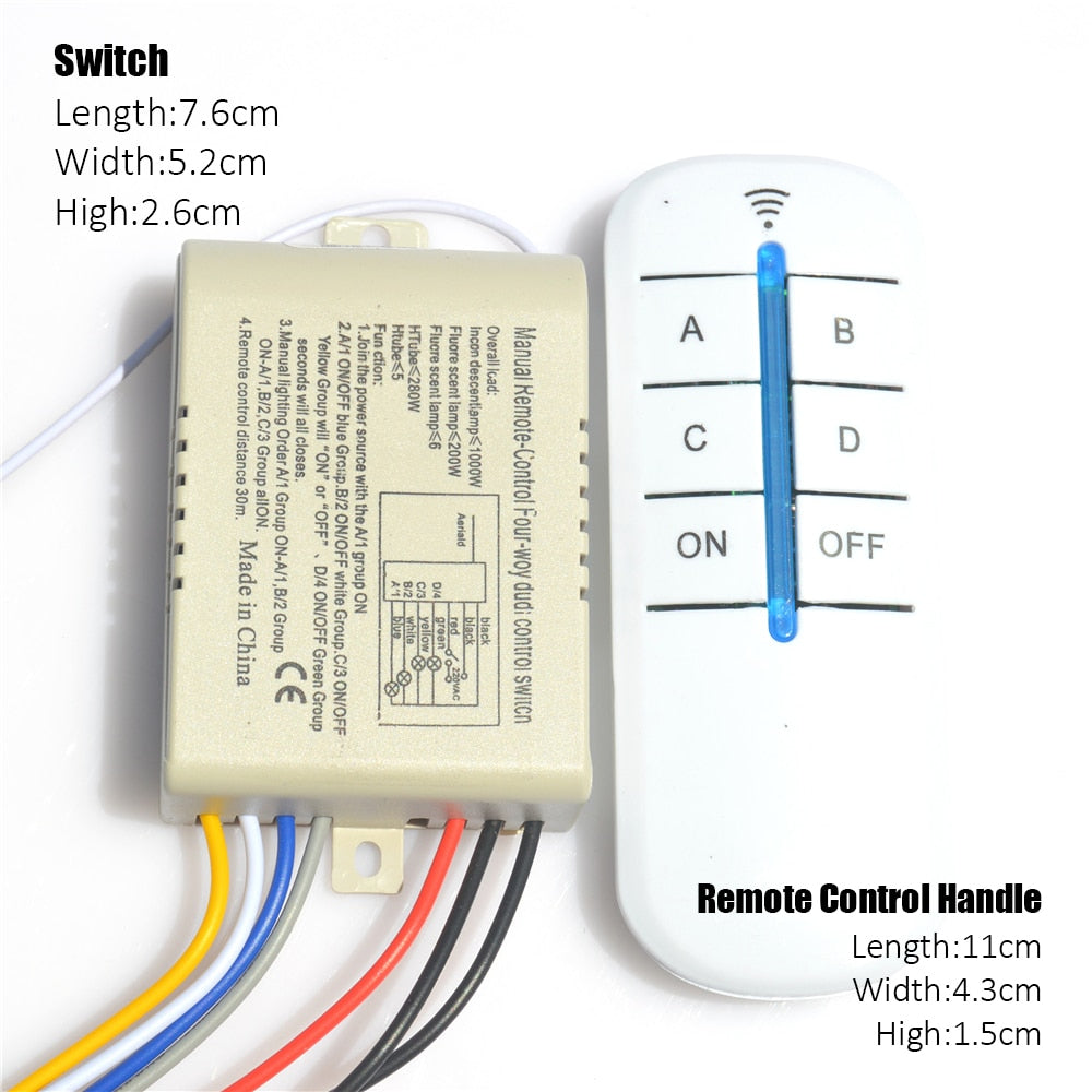 1 Way ON/OFF 220V Wireless Remote Control Switch Digital Remote Control  Switch for Lamp 