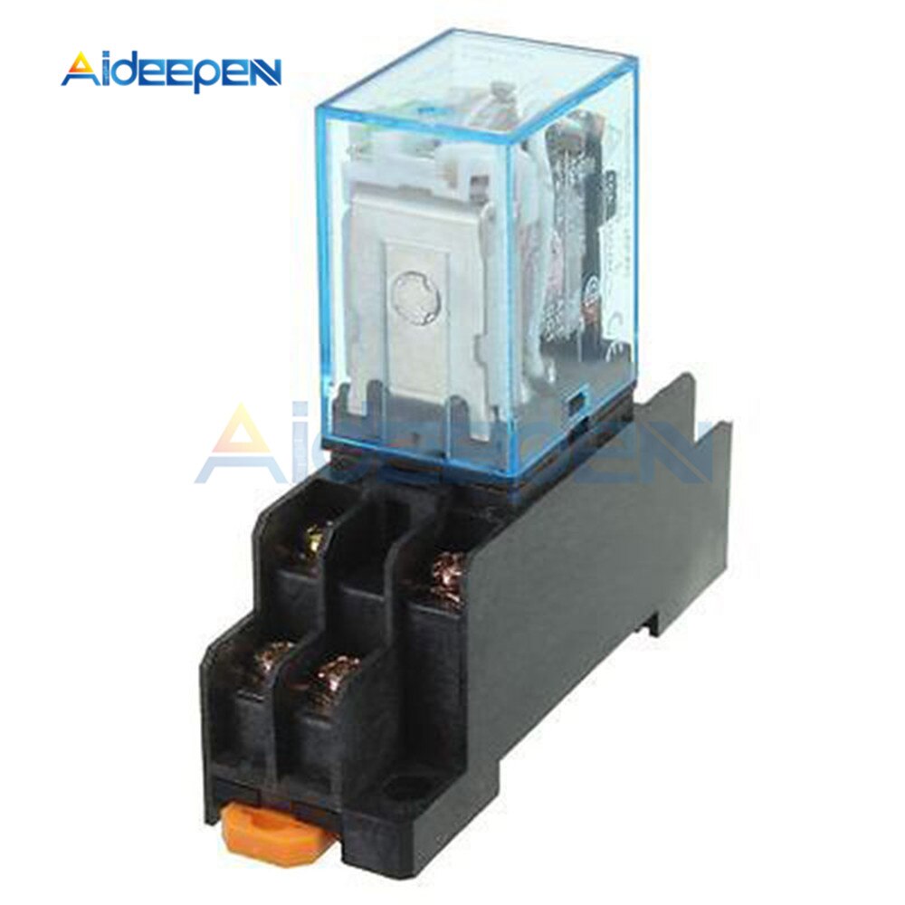 DC 12V Power Relay LY2NJ Socket Base 220V AC Coil Miniature Relay DPDT –  Aideepen