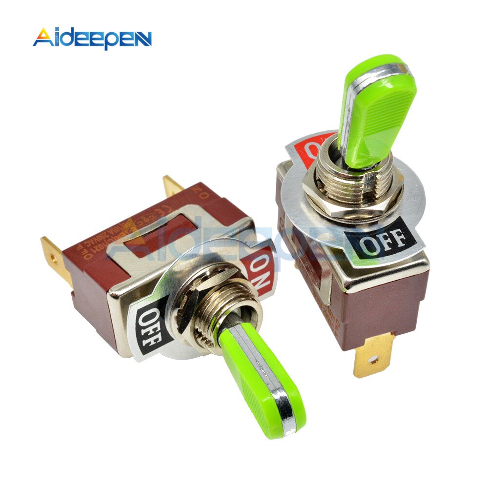 E TEN(C)1021 Toggle Switch Red 2 Pin ON OFF Switch Silver