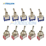 10PC/5PC MTS 102 Toggle Switch Power Switch 2 Position ON ON 3 Pin Electrical Equipment 125V/6A 250V/3A Copper/Silver Contacts