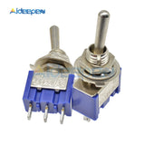 10PC/5PC MTS 102 Toggle Switch Power Switch 2 Position ON ON 3 Pin Electrical Equipment 125V/6A 250V/3A Copper/Silver Contacts