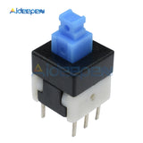 20Pcs Square 8x8mm 6 Pin DPDT Mini Push Button Blue Cap Self locking Switch Multimeter Switch