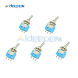 5Pcs DIY Toggle Switch ON OFF ON ON OFF 3Pin 3 Position Latching MTS 103 MTS 102 AC 125V/6A 250V/3A Power Button Switch