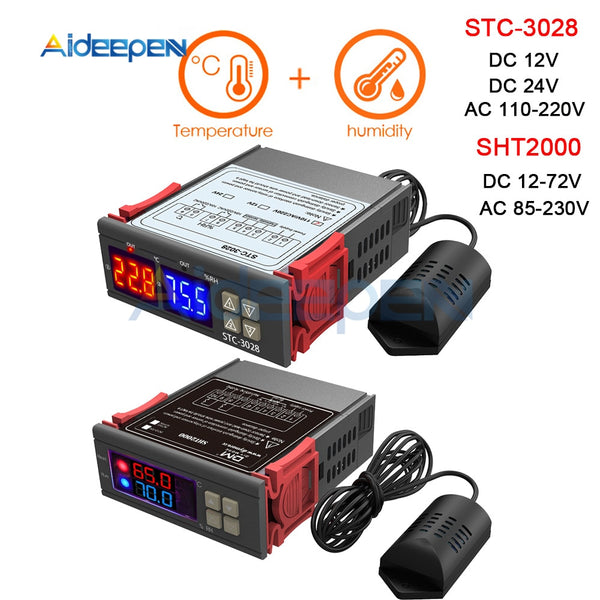 SHT2000 AC 110V 220V DC 12V 72V Digital Temperature Humidity Controlle –  Aideepen