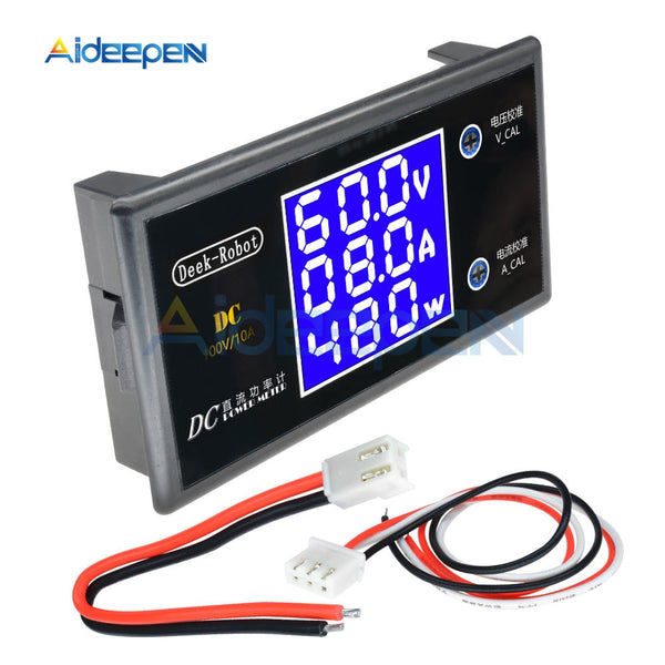 DC 0 100V 10A LCD Display Digital Voltmeter Ammeter Wattmeter Voltage –  Aideepen