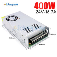 DC 24V 16.7A 400W Switching Power Adapter 24V 16.7A 400 Watts Voltage Converter Regulated Switch Power Supply for LED