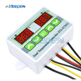 Digital LED Dual Thermometer Temperature Controller Thermostat Incubator Control Microcomputer Dual Probe AC 220V 12V 24V