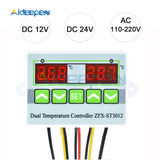 Digital LED Dual Thermometer Temperature Controller Thermostat Incubator Control Microcomputer Dual Probe AC 220V 12V 24V