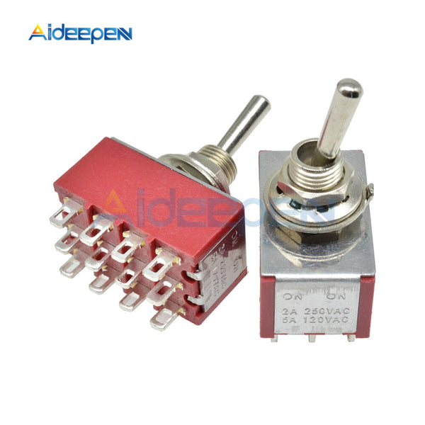 Durable Mini MTS 402 Toggle Switches AC 250V 2A 120V 5A 12 Pins 2 Position ON/ON ON OFF Switch Electrical Supplies Red