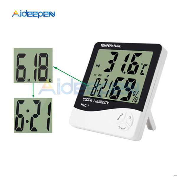 HTC 1 Indoor LCD Electronic Digital Temperature Humidity Meter Digital Thermometer Hygrometer Alarm Clock Weather Station