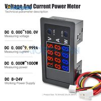 High Accuracy DC100V 10A 1000W Digital Car Voltmeter Ammeter 4 digit Motorcycle Voltage Indicator Tester Current Meter With Wire