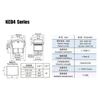 KCD4 Rocker Switch ON OFF 2 Position 4 Pins Electrical equipment With Light Power Switch 16A 250VAC/ 30A 125VAC 25*31MM