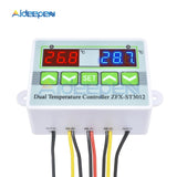 ST3012 Thermostat Dual LED Digital Display Temperature Controller DC 12V Thermometer with Dual NTC 10K Sensor Heating Cooling