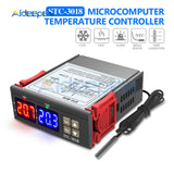 STC 3018 12V 24V 220V LED Dual Digital Temperature Controller C/F Thermostat 10A Relay Thermoregulator Heating Cooling Switch