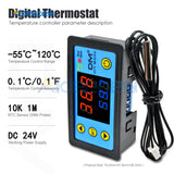 W3231 AC 110 220V DC 12V 24V Incubator Temperature Controller Thermometer Cool/Heat Digital Dual Display with NTC Replace W3230