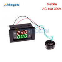 100A 200A 110V 220V Digital Ammeter Voltmeter Voltage Current Meter LCD Panel Red Green Display with AC Current Transformer