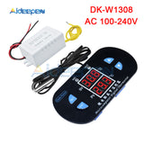 DK W1308 W1308 Adjustable Digital Cool Heat Sensor Blue Red Display Temperature Controller Thermostat Switch DC 12V AC 110V 220V