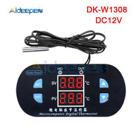 DK W1308 W1308 Adjustable Digital Cool Heat Sensor Blue Red Display Temperature Controller Thermostat Switch DC 12V AC 110V 220V