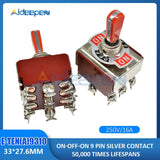 E TEN(A)9310 Toggle Switch Red 9 Pin ON OFF ON Switch Silver Contactor 50000 Times Lifespan 250V 16A 33*27.6MM Red Handle