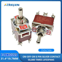 High Precision E TEN(C)223 Toggle Switch Red 6 Pin ON OFF ON Bilateral Self reset Silver Contactor 50000 Times Lifespan 250V 16A