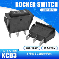 KCD3 Rocker Switch ON OFF ON OFF ON 2 Position 3 Position 2 Pin 3 Pin Electrical Equipment With Light Power Switch 15/16A 250VAC