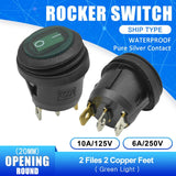 KCD1 Waterproof Rocker Switch Opening 20MM ON OFF 2PIN 3PIN Button Boat shaped Round Water proof Switches with Light