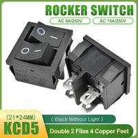 KCD5 Latching Rocker Switch 4 Pin 6 Pin ON OFF ON OFF ON 6A 250V Boat Power Switch Push Button with Light 21*24MM