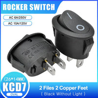 KCD7 AC 6A/250V 10A/125V Mini Round Boat Marine Switches Rocker Switch Black Red 2Pin 3Pin ON OFF ON OFF ON Rocker Switch