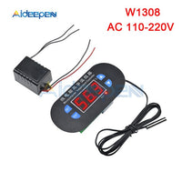 DK W1308 W1308 Adjustable Digital Cool Heat Sensor Blue Red Display Temperature Controller Thermostat Switch DC 12V AC 110V 220V